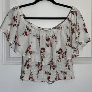 Riley & James White Floral Off Shoulder Top Large